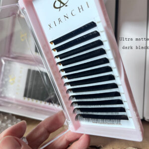Custom Logo Matte Dark Black Volume Cashmere Individual Eyelash Extensions Trays 0.15mm D Handmade Velvet Easy Fan Lash Extension Trays